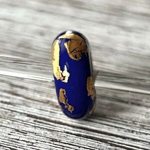 NOT FOR SALE ACA Kreations Glass Bead Blue & Gold Metallic NEW